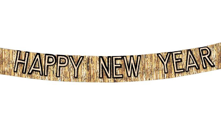 Black & Gold Metallic Happy New Year Banner