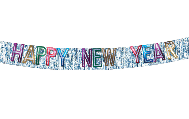 Multi-Color Metallic Happy New Year Banner