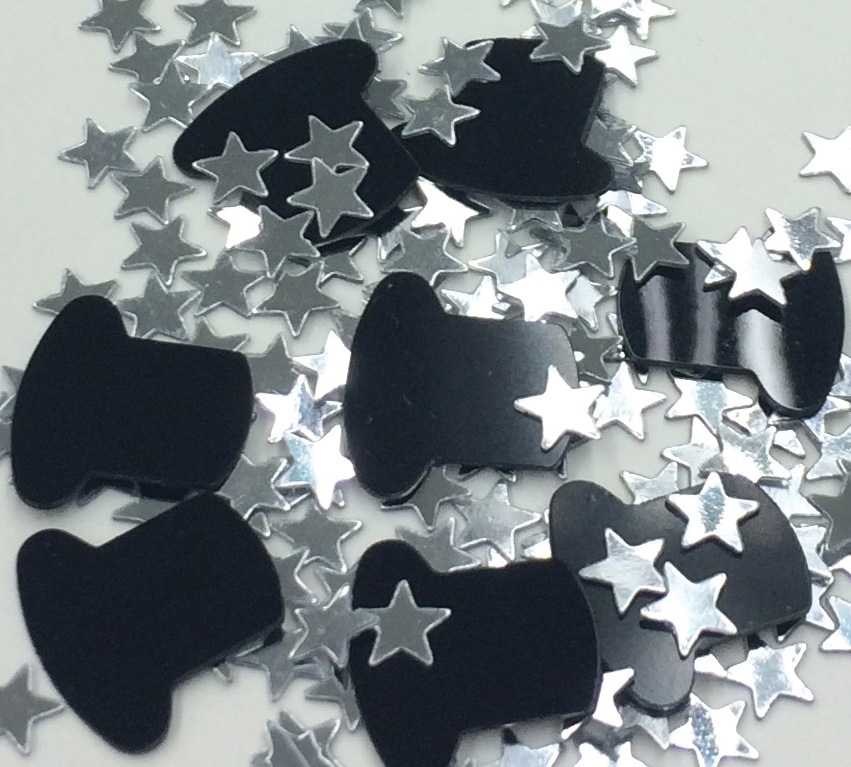 Silver and Black Metallic Confetti