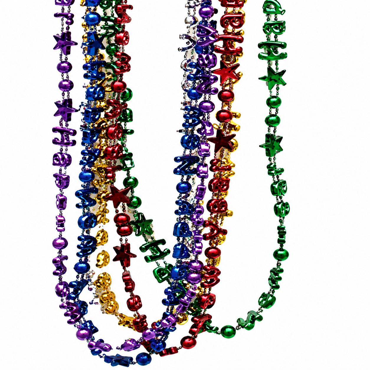 Metallic Happy New Year Bead Necklace on Display Card