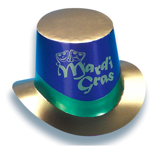 Mardi Gras Foil Curved Brim Top Hat