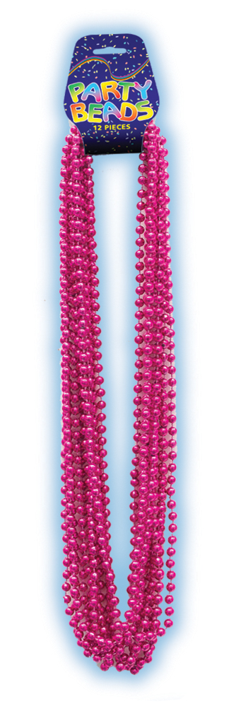 CERISE METALLIC BEADS ON DISPLAY CARD