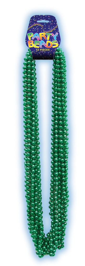 GREEN METALLIC BEADS ON DISPLAY CARD