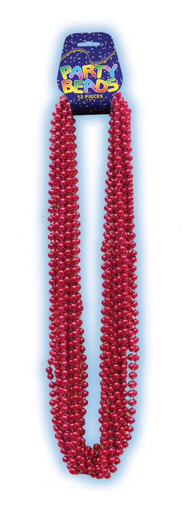 RED METALLIC BEADS ON DISPLAY CARD
