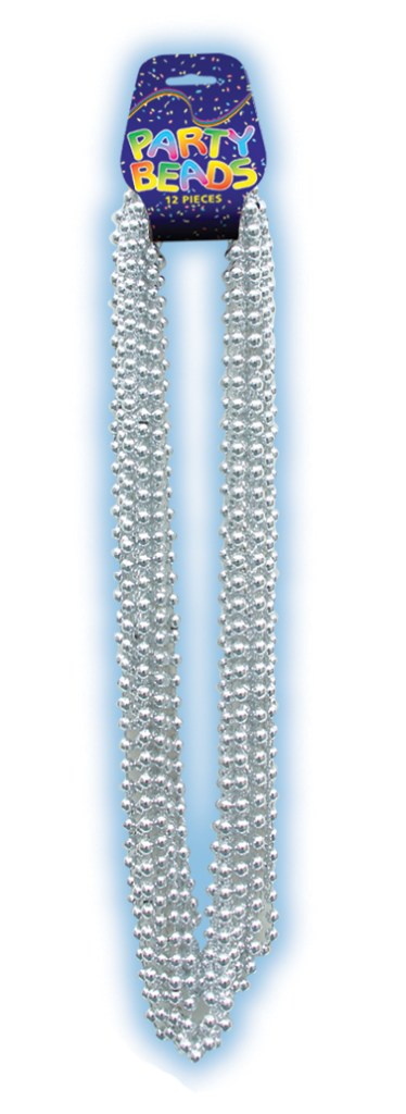 SILVER METALLIC BEADS ON DISPLAY CARD