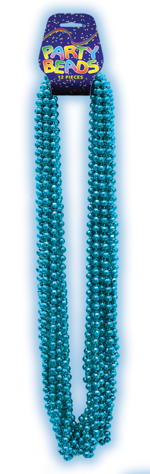 TURQUOISE METALLIC BEADS ON DISPLAY CARD
