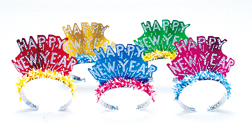 HAPPY NEW YEAR TIARA WITH GLITTER AND FRINGE
