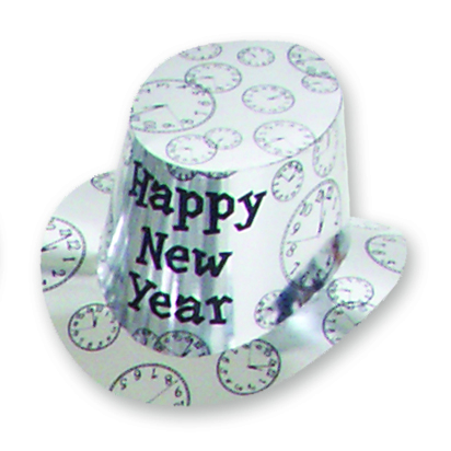 SILVER HAPPY NEW YEAR TOP HATS
