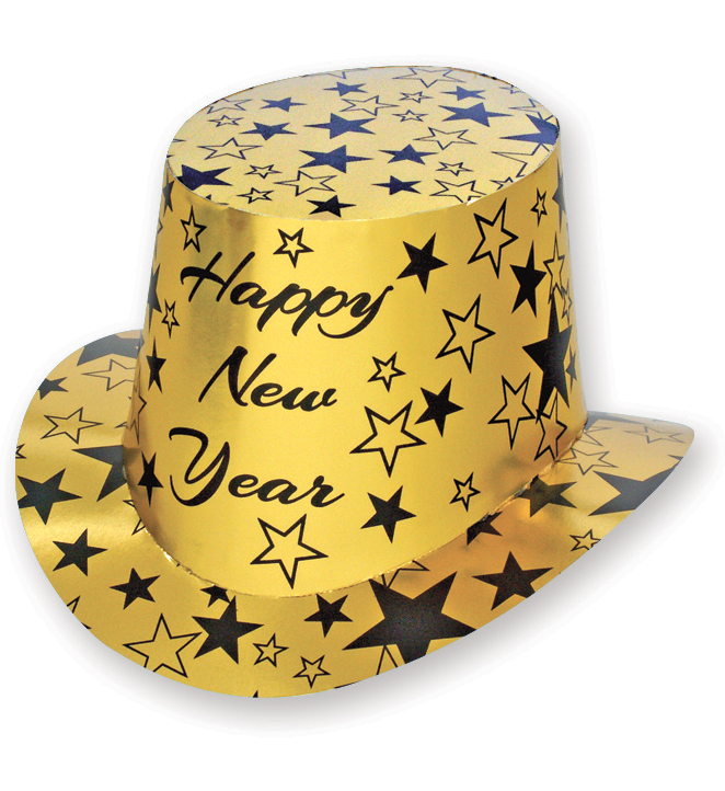 GOLD TOP HATS WITH STAR DESIGN