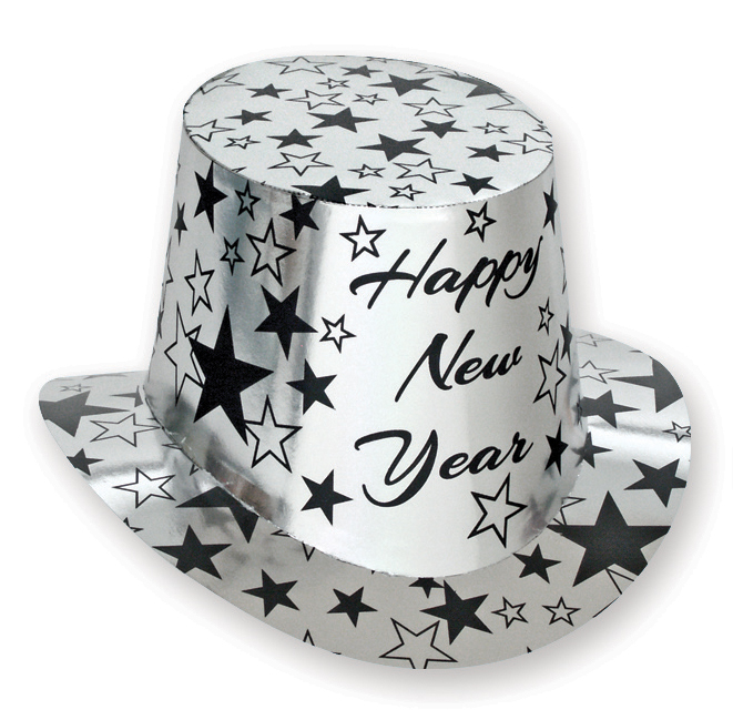 SILVER TOP HATS WITH STAR DESIGN