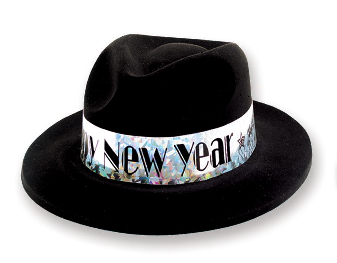 BLACK VELOUR FEDORA WITH PRISM BAND