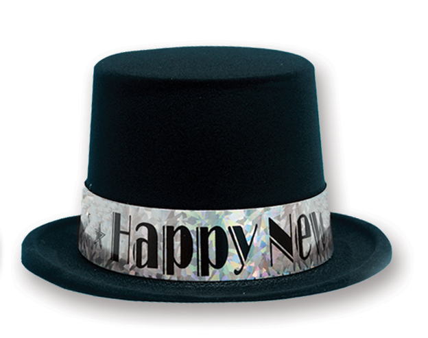 BLACK VELOUR TOP HAT WITH PRISM BAND