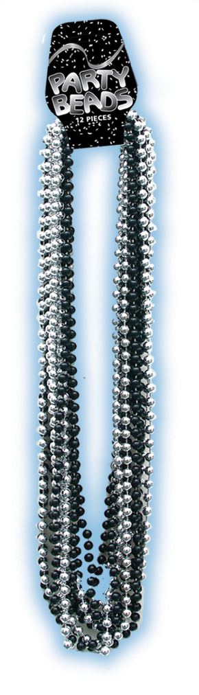BLACK & SILVER METALLIC BEADS ON DISPLAY CARD