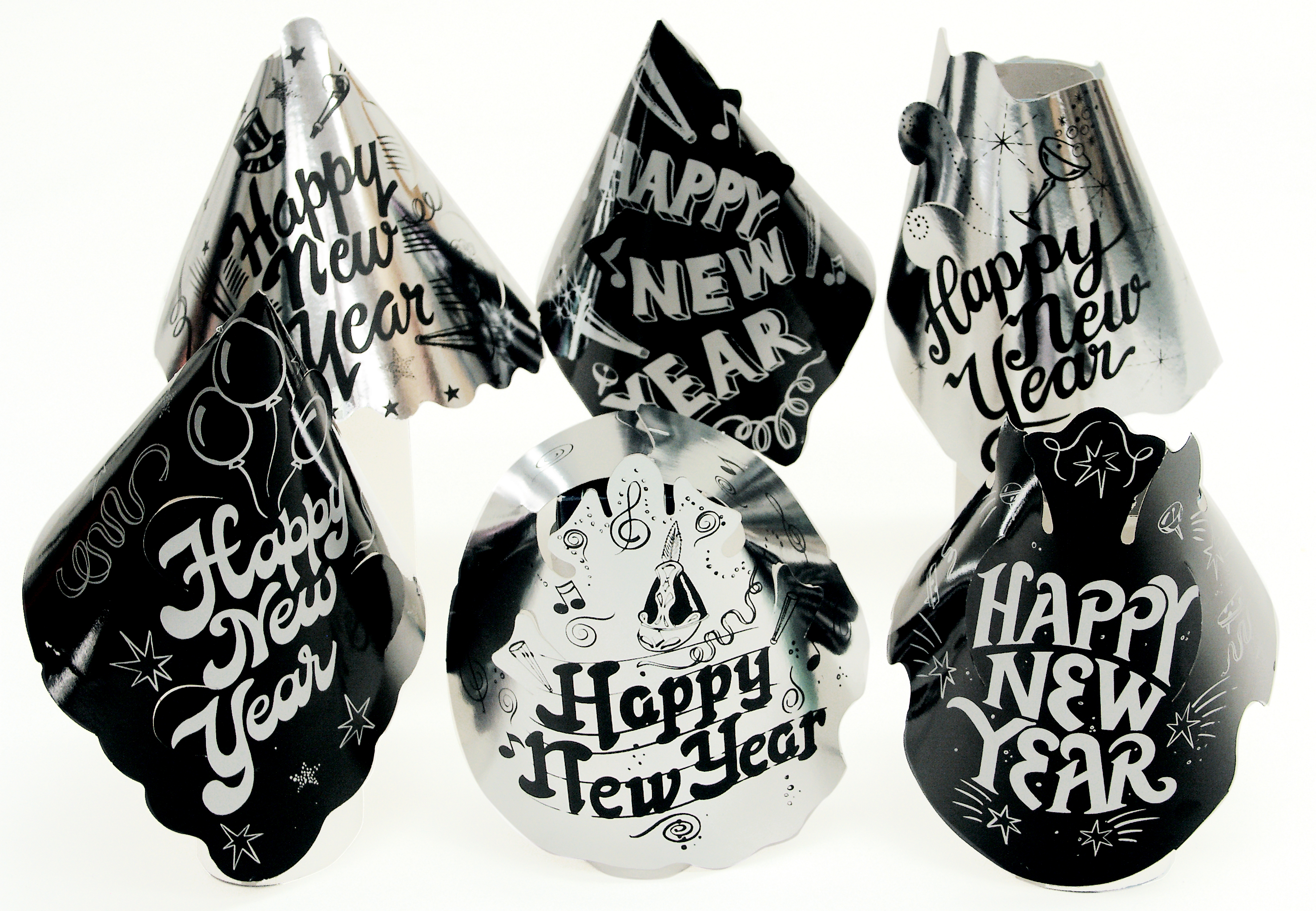 SILVER & BLACK FOIL HATS